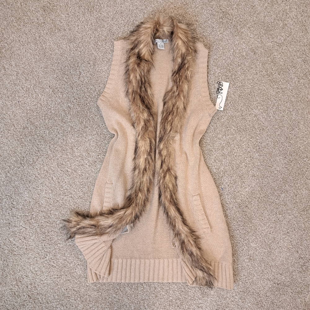 NWT Y2k Vintage RXB Fur Lined Knit Cardigan size small